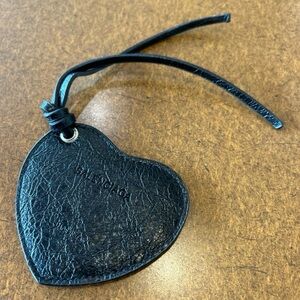 Balenciaga Black Leather Heart Key/Bag Charm